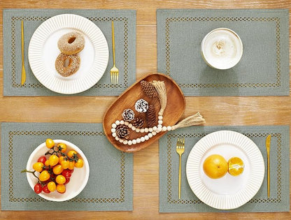 Farmhouse Burlap Place Mats, 12 x 18 Inch | Double Layer, Thick Textured - Image 3