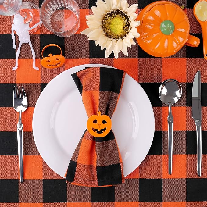 wonlex Halloween Pumpkin Napkin Rings Set of 12, Harvest Festival, Halloween - Image 4