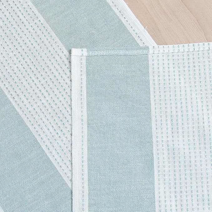 Artoid Mode Ice Blue Farmhouse Rustic Table Runner, Seasonal Macrame Fabric - Image 6