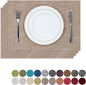 Kevin Textile Set of 4 Placemats Heat Resistant Dining Table Place Mats Kitchen Table Mats, 13"x19", Natural Linen