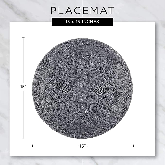DII PVC Tabletop Collection Woven Indoor/Outdoor, Round Placemat Set, Nautical - Image 9
