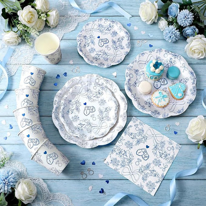 250 Pcs Blue Bachelorette Disposable Paper Plates and Napkins | Serves 50 Guests - Image 5