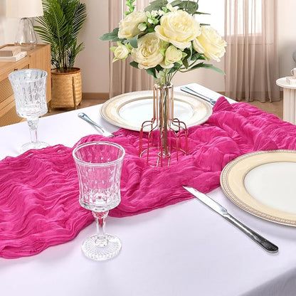 6 Pack 10Ft Hot Pink Cheesecloth Table Runner 23 x 120 Inch | Gauze Rustic Boho - Image 6