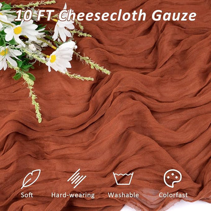 Cheesecloth Table Runner, 120 Inch 10 FT, Terracotta | 1 Pack, 35x120 Inches - Image 3