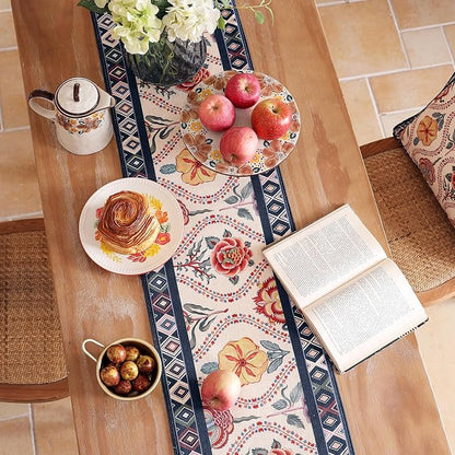 bilin gaier Designer Linen Extra Long Table Runner, Colorful Floral Pattern - Image 3