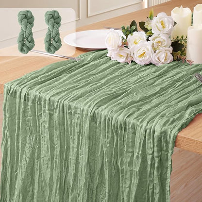 2 Pack Cheesecloth Table Runner 10Ft Gauze Boho Table Runners by Home