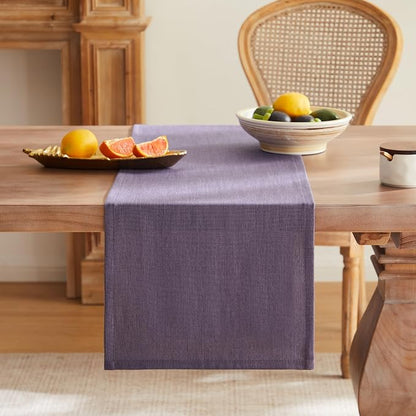 Rustic Cotton Linen Table Runner, 13x36 Inches Purple | Farmhouse Style Linen - Image 4
