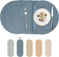 Round Wipeable Placemats Set of 2 – Faux Leather Round Table Mats, Waterproof & Washable Vinyl Placemats, Circle Design for Dining Table Decor– Charcoal Blue