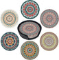 Mandala Pattern Coasters Leather Round Drink Coasters 6 Pcs Set with Holderor for Cup Drink Coffee Table Bar Home Decor