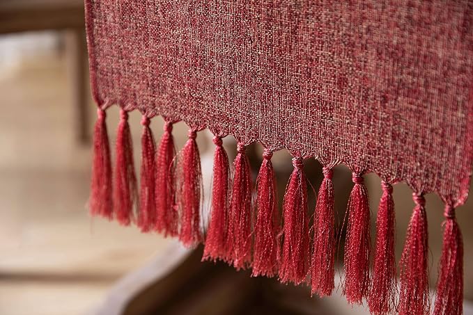 Red Table Runners 60 Inches Long, Burlap Linen Style Rustic Farmhouse Table - Image 6