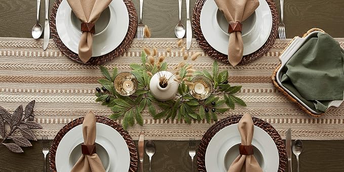 DII Farmhouse Braided Stripe Table Runner Collection - Image 8