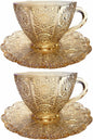 Mazeology Vintage Embossed Sunflower Flower Design Set of Two Amber Pressed by Mazeology