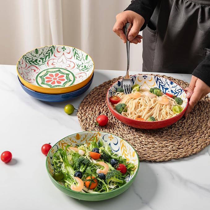 LEHAHA Pasta Bowls Set of 4, 8.25 inch Ceramic Serving Bowls - Image 5