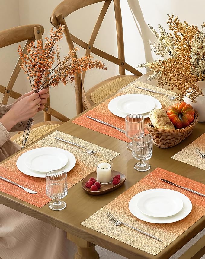 Leetaltree Gradient Burnt Orange Woven Placemats Set of 8 - Image 3