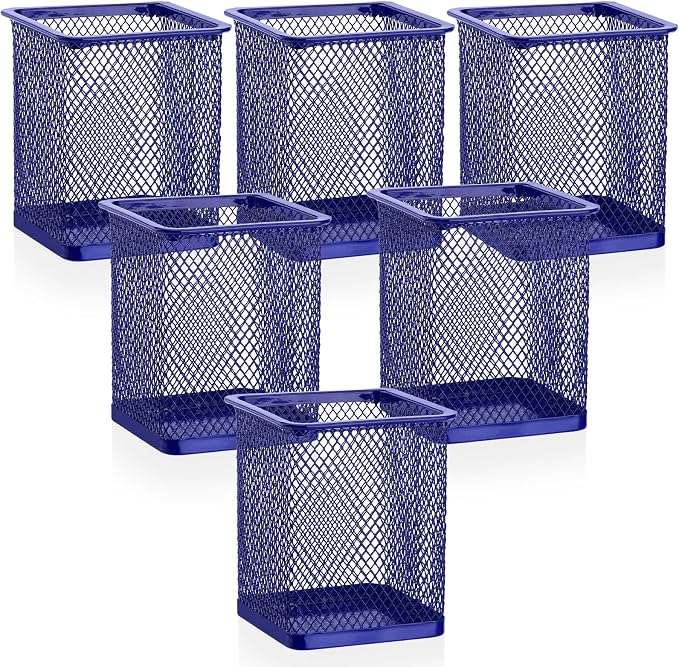 Segarty Pen Cup Holder, 6 Pack Square Dark Blue Pen Holder by Segarty
