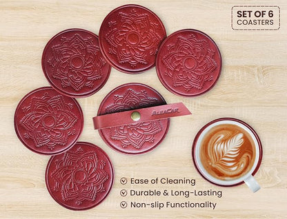 Handmade Leather Coasters 4" for Drinks - Image 4