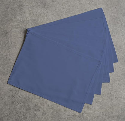 Calicot Placemats Set of 6 100% Cotton Washable Cloth Place Mats, Reusable Table Mats for Spring/Summer & Thanksgiving Christmas Decorations Kitchen Dining Party Wedding (Blue Grey, 13" x 19")