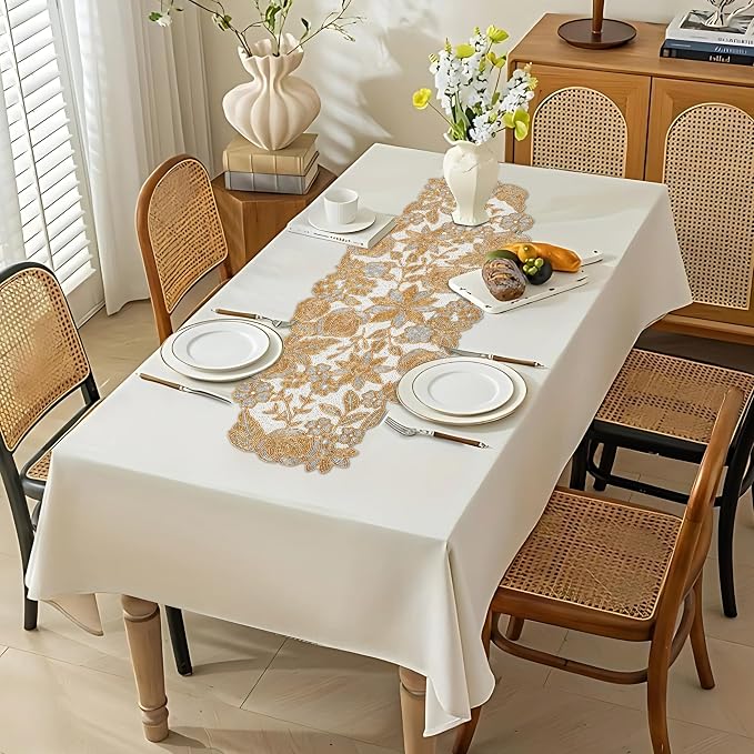 Beaded Table Runner Decore 36 inches Long Christmas Snowflake Coastal Shell - Image 6