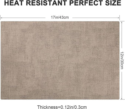 Leather Heat Resistant Placemats Set of 6 Waterproof Wipeable Washable PU Table Mats,Easy to Clean Anti-Slip Place Mats (Light Brown, 6)