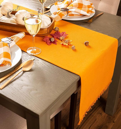 DII Everyday Collection, Fringed Solid Tabletop, Table Runner, Pumpkin Spice - Image 7