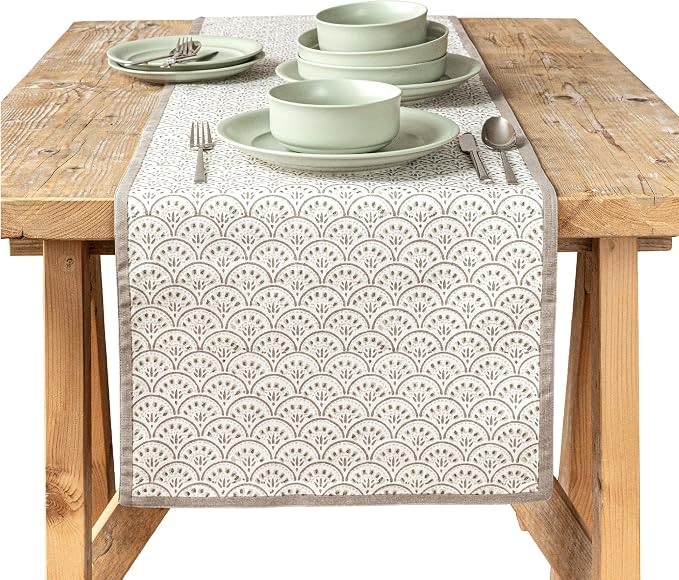 Over&Back 18x108 Hand-Blocked Printed Cotton Table Runner by overback