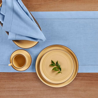 Solino Home 100% Pure Linen Dining Table Runner Cornflower Blue, 14 x 60 in | - Image 4
