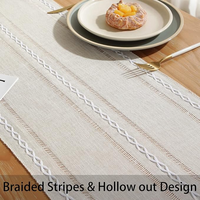 Rustic Boho Table Runner, Linen Table Runner, Farmhouse Table Runners 72 Inches - Image 6