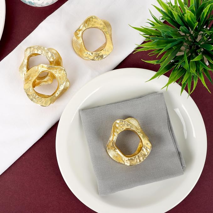 Modern Aluminum Napkin Rings Set of 6, Lightweight Metal Table Decor, - Image 7