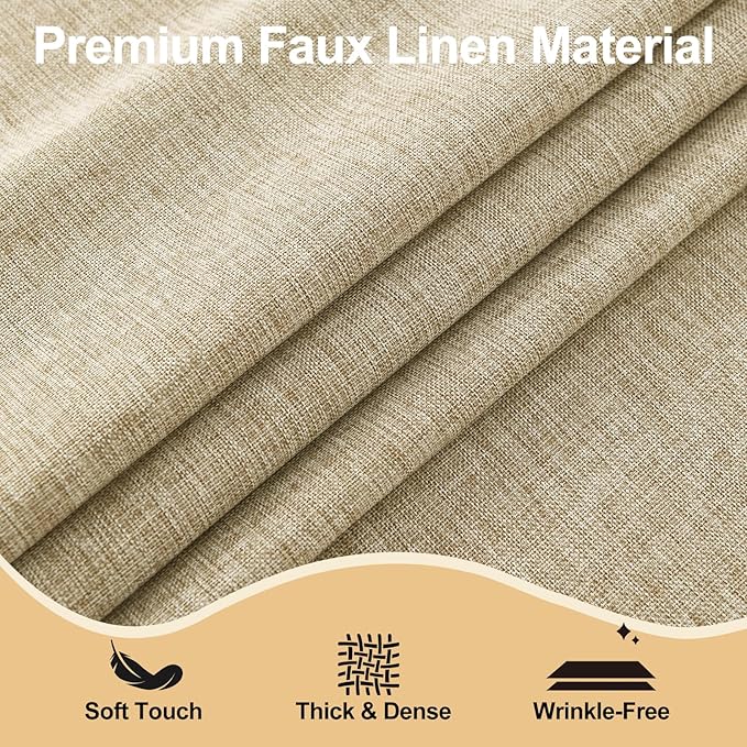 JIUZHEN Square Table Cloth Faux Linen Farmhouse Tablecloth Wrinkle & Stain Resistant Table Cover for Kitchen Dining, Holiday Party Dinner, Beige, 60 x 60 Inch