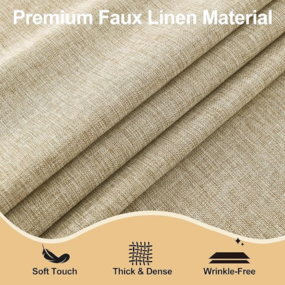 JIUZHEN Square Table Cloth Faux Linen Farmhouse Tablecloth Wrinkle & Stain Resistant Table Cover for Kitchen Dining, Holiday Party Dinner, Beige, 60 x 60 Inch