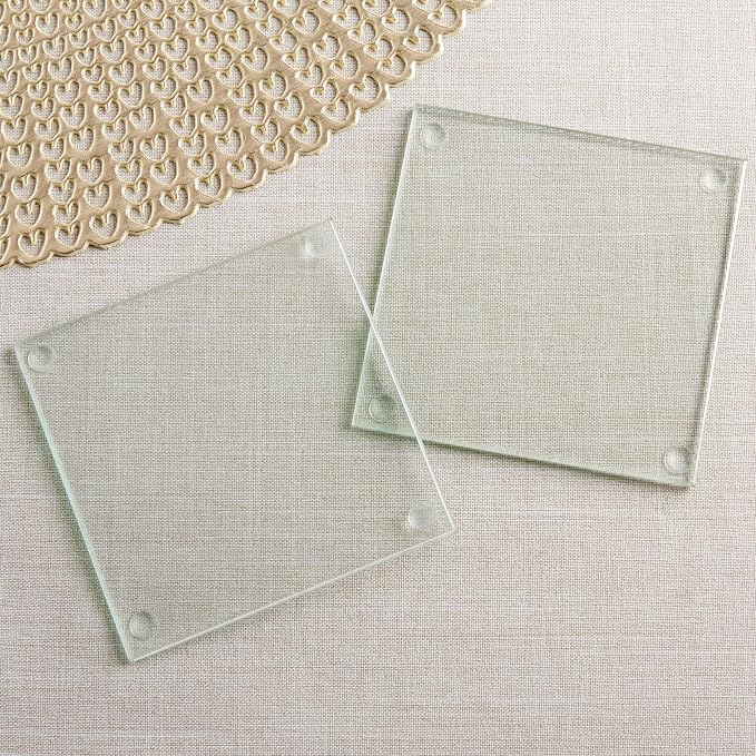 Kate Aspen Clear Glass Drink Coasters Set of 48 - Image 3