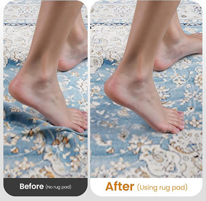 Non-Slip Rug Pad Gripper 3x5 Feet, Anti Skid Mat for Under Area Rugs, Keeps Rugs in Position and Safe, Thick Cushioned Carpet Pad for Hardwood Floors Protection