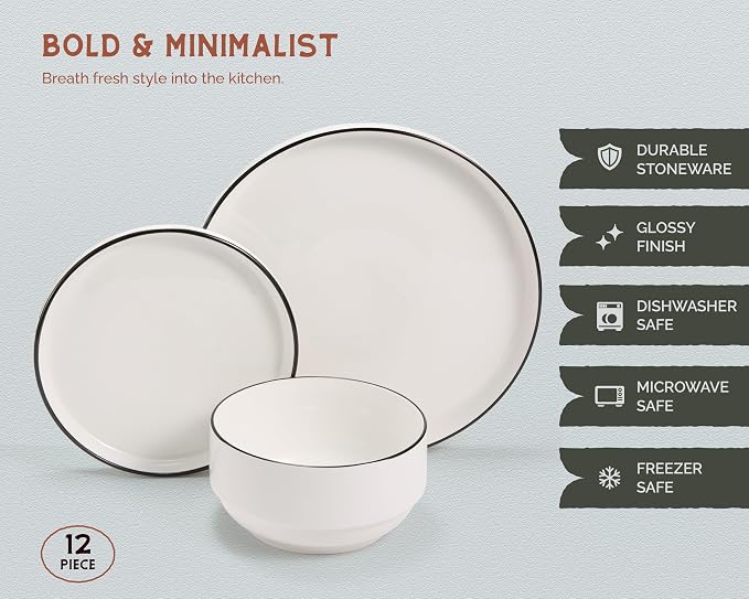 Ceramic Dinnerware Set, 12-Piece Service - Image 5