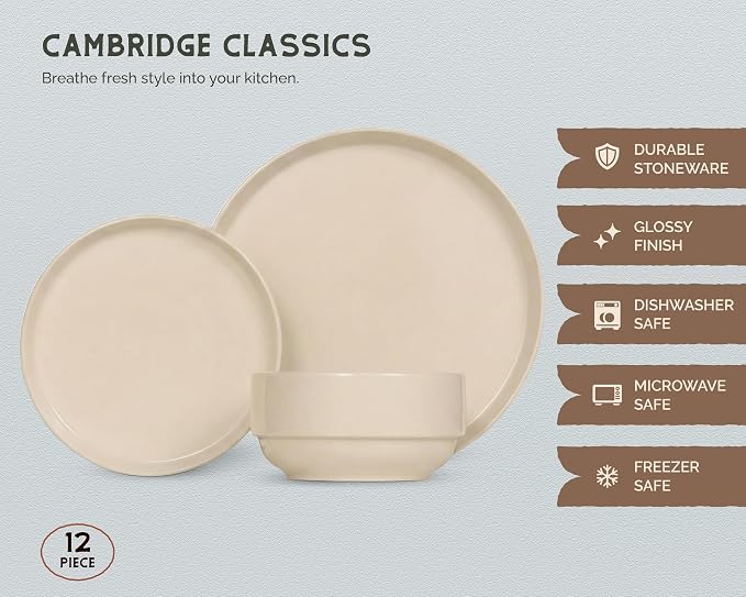 Ceramic Dinnerware Set, 12-Piece Service - Image 5