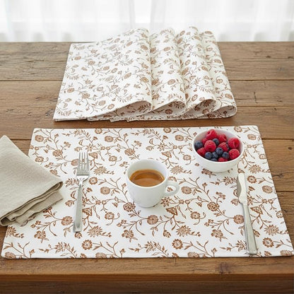 Floral Placemats Flowers Botanical Design Rustic Vintage Rectangular Washable - Image 9