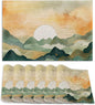 Mountains Landscape Sunset Placemats Set of 6,12x18 Inch Table Mats for Kitchen Table Washable Farmhouse Linen Table Mats Dining Decoration