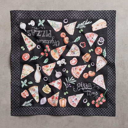 Maison d' Hermine Cloth Napkins Set of 4 100% Cotton Everyday Reusable Square Napkins Cloth Washable Dinner Party Wedding Restaurant Valentines Day Decorations Spring/Summer (Pizza, 18" x 18")