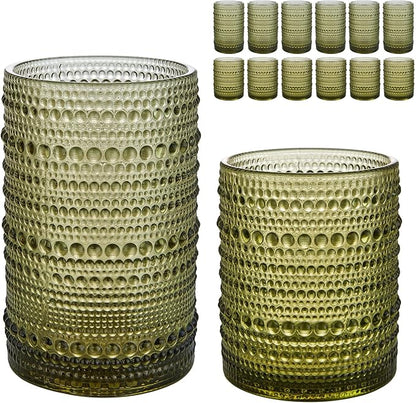 HomeVogue Vintage Hobnail Drinking Glasses Set of 12, 15 oz Highball Glasses & by HomeVogue