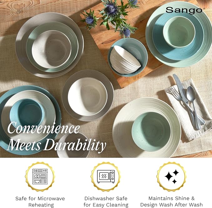 Sango Siterra Artist's Blend 16-Piece Stoneware Dinnerware Set - Image 4