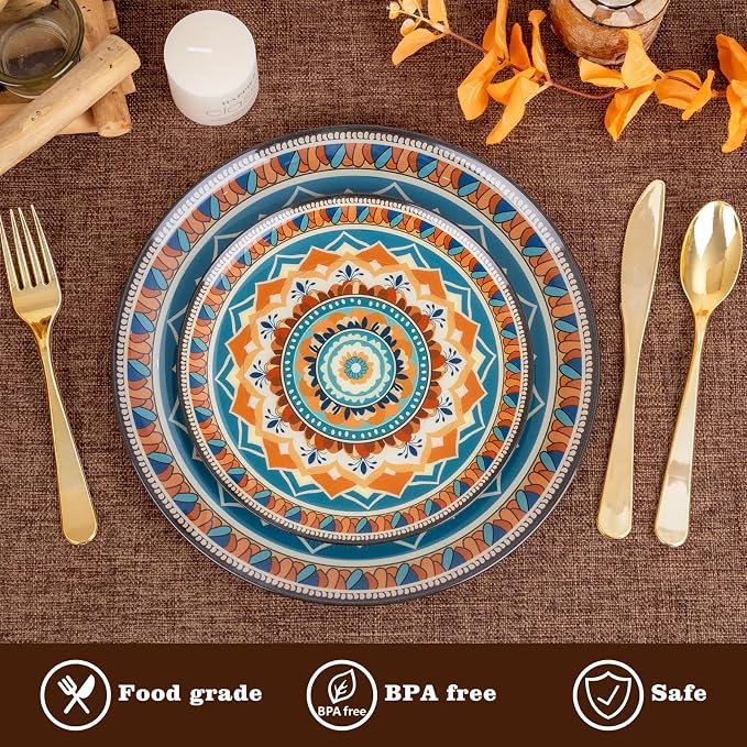 60PCS Bohemian Plastic Plates - Image 8
