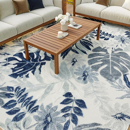 Nourison Home Suncoast Blue 7'10" x 9'10" Area Rug - Easy Clean, Non Shedding, Bed Room, Living Room, Dining Room, Kitchen (8' x 10')