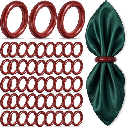 Thenshop 50 Pcs Decorative Wooden Napkin Rings Bulk Exquisite Round Dining by Thenshop