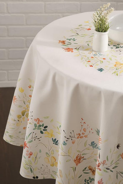 Maison d' Hermine Table Cloth Round Table 100% Cotton 69 Round Inches Tablecloth Reusable Decorative for Dining Room Farmhouse Home Valentines Day Decorations Spring Summer - Colmar