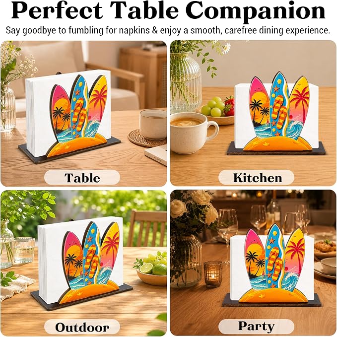Surfboard Decor Wood Napkin Holder - Image 6