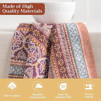 Maison d' Hermine Cloth Napkins Set of 4 100% Cotton for Thanksgiving Christmas Decorations Everyday Reusable Square Fall Napkins Cloth Washable Dinner Party (Fair Isle, 20"x20")