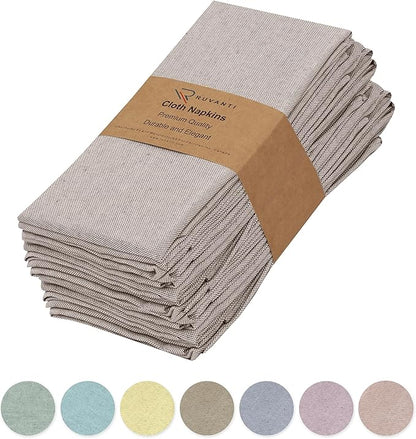 Ruvanti Cloth Napkins Set of 12, 18x18 Reusable Napkins Cloth Washable, Soft & Durable Table Napkin, Poly Cotton Fabric Dinner Napkins for Parties, Christmas, Thanksgiving, Weddings - Thunder