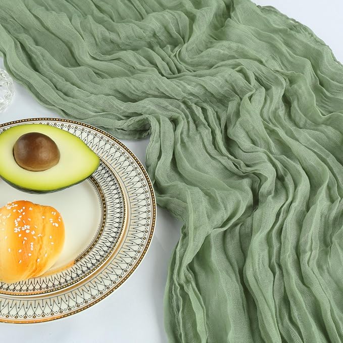 12 Pack 10Ft Sage Green Cheesecloth Table Runner 23 x 120 Inch | Gauze Rustic - Image 5