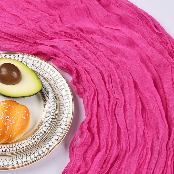 6 Pack 10Ft Hot Pink Cheesecloth Table Runner 23 x 120 Inch | Gauze Rustic Boho - Image 5