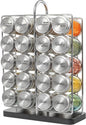 Orii 20 Jar Spice Rack Stainless Steel with Spices Included - Standing Rack Shelf Holder & Countertop Spice Rack Tower Organizer for Kitchen Spices with Spice Refills for 5 Years