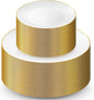 100 Gold Plastic Plates Set, Elegant Fancy Heavy Duty by Munfix